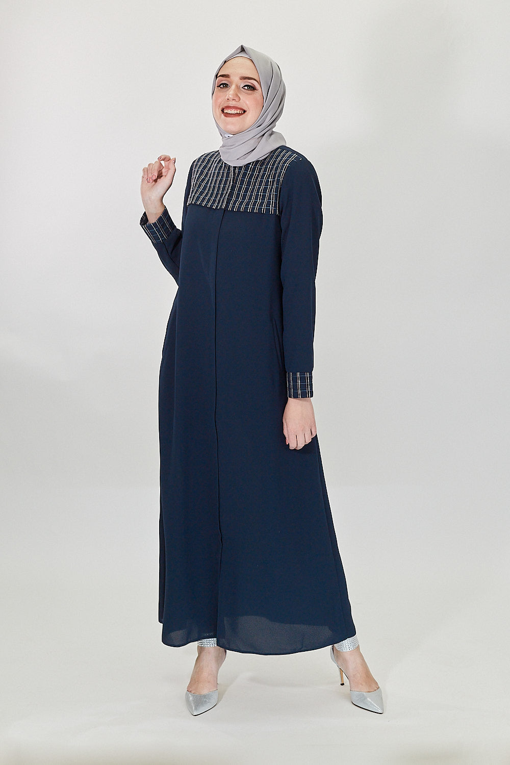 Urban Textured Modest Turkish Jilbab | Dark Blue 