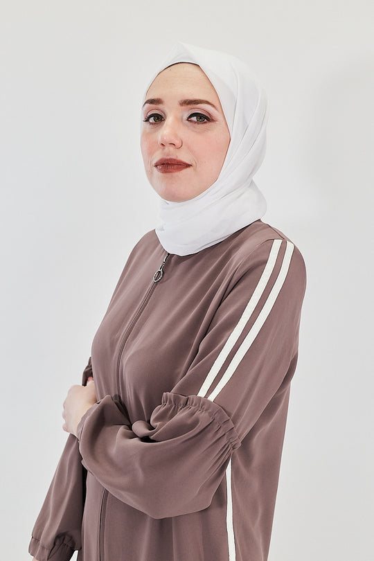 Athletic Elegance Modest Abaya | Deep Taupe