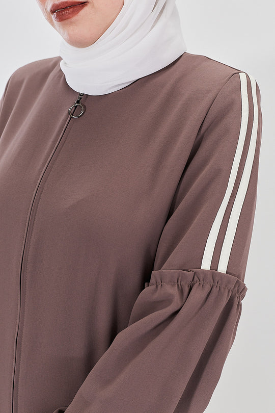 Athletic Elegance Modest Abaya | Deep Taupe