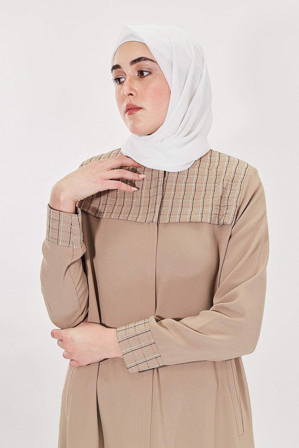 Taupe Textured Modest Turkish Jilbab