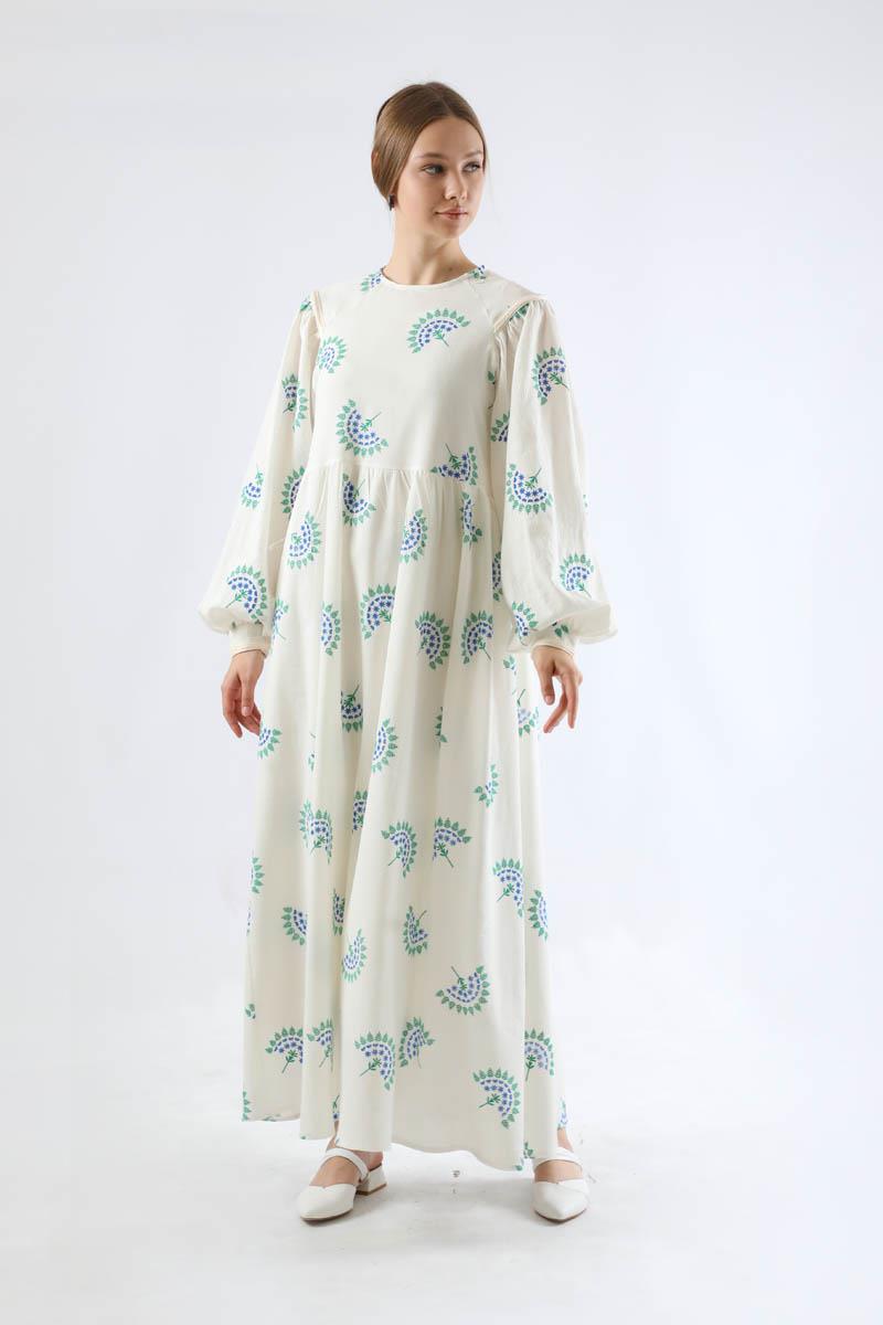 Shahed Modest Dress | Blue & White
