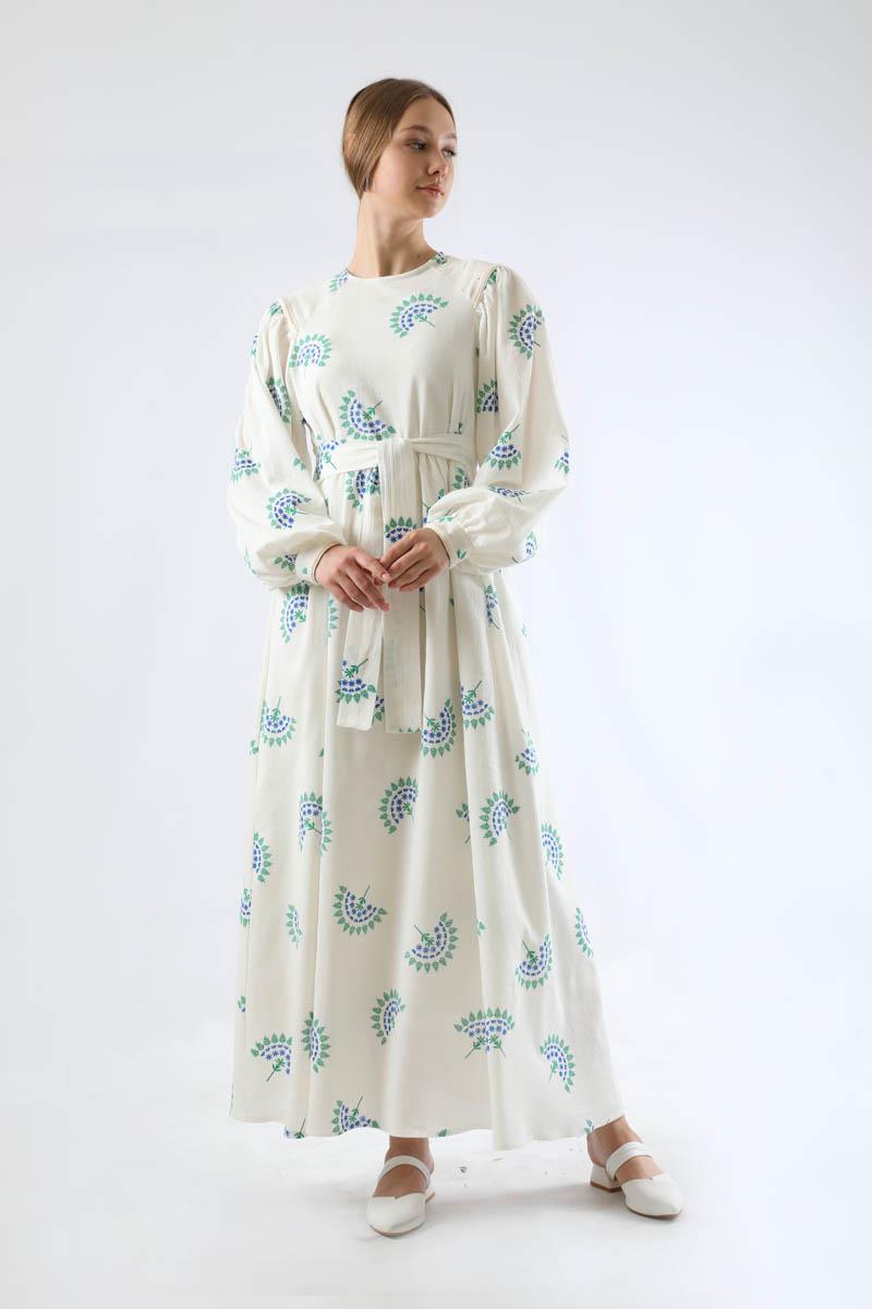 Shahed Modest Dress | Blue & White
