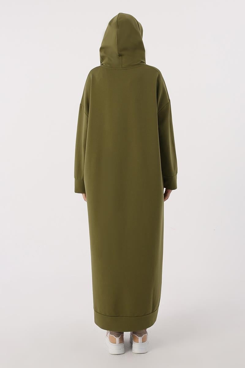 Sara Modest Hooded Chic Maxi Dress | Green