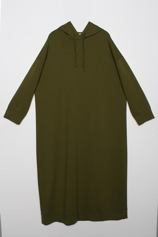 Sara Modest Hooded Chic Maxi Dress | Green
