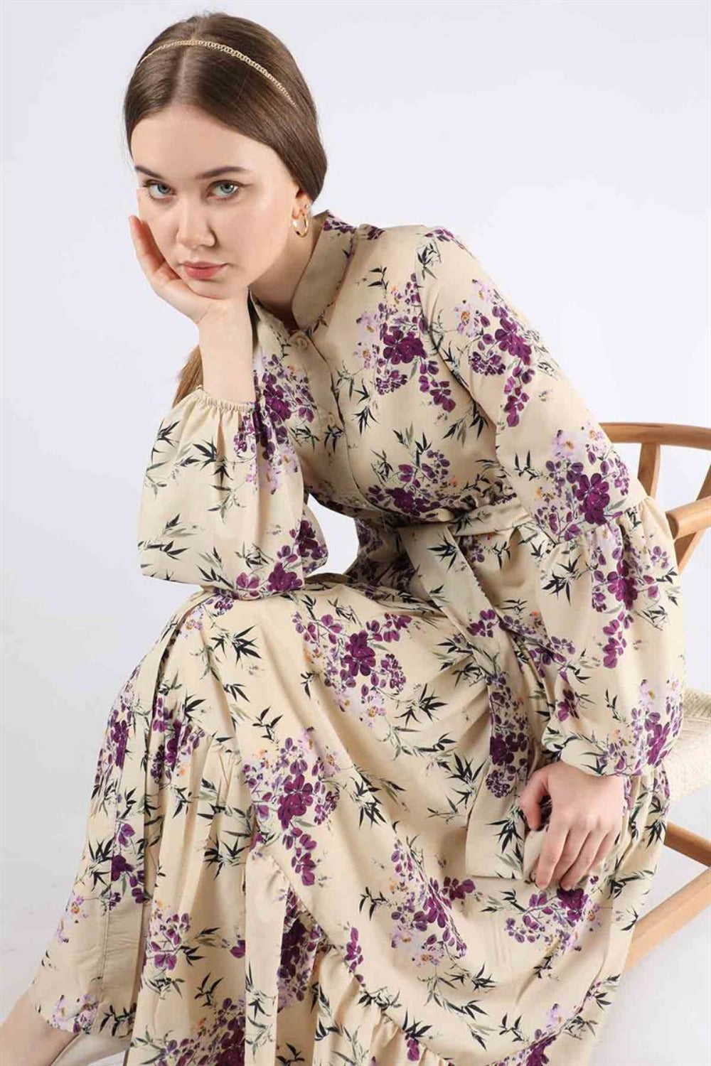 Dareen Floral Modest Dress | Purple 