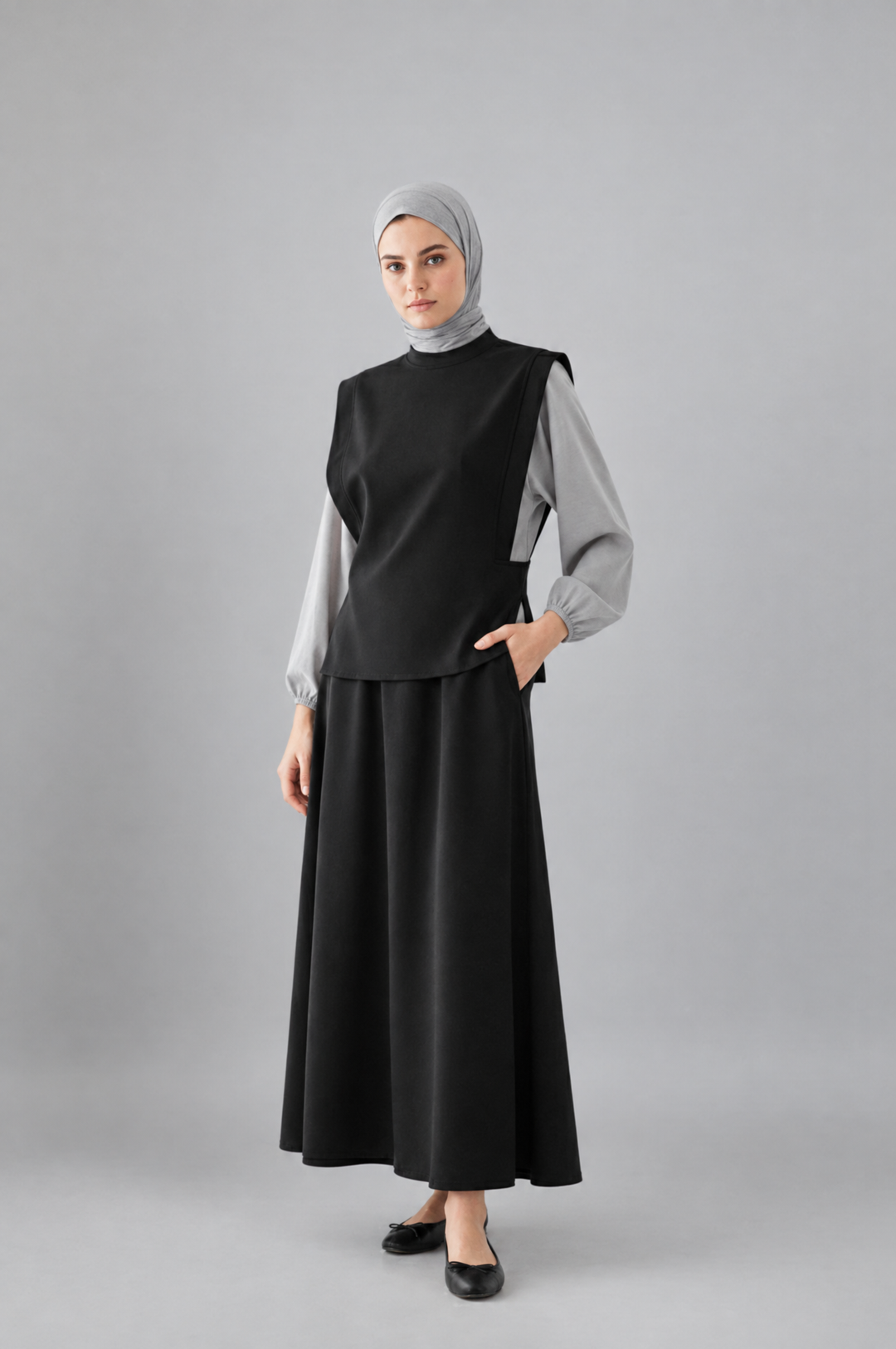 Harvest Harmony Modest Skirt Set in Black
