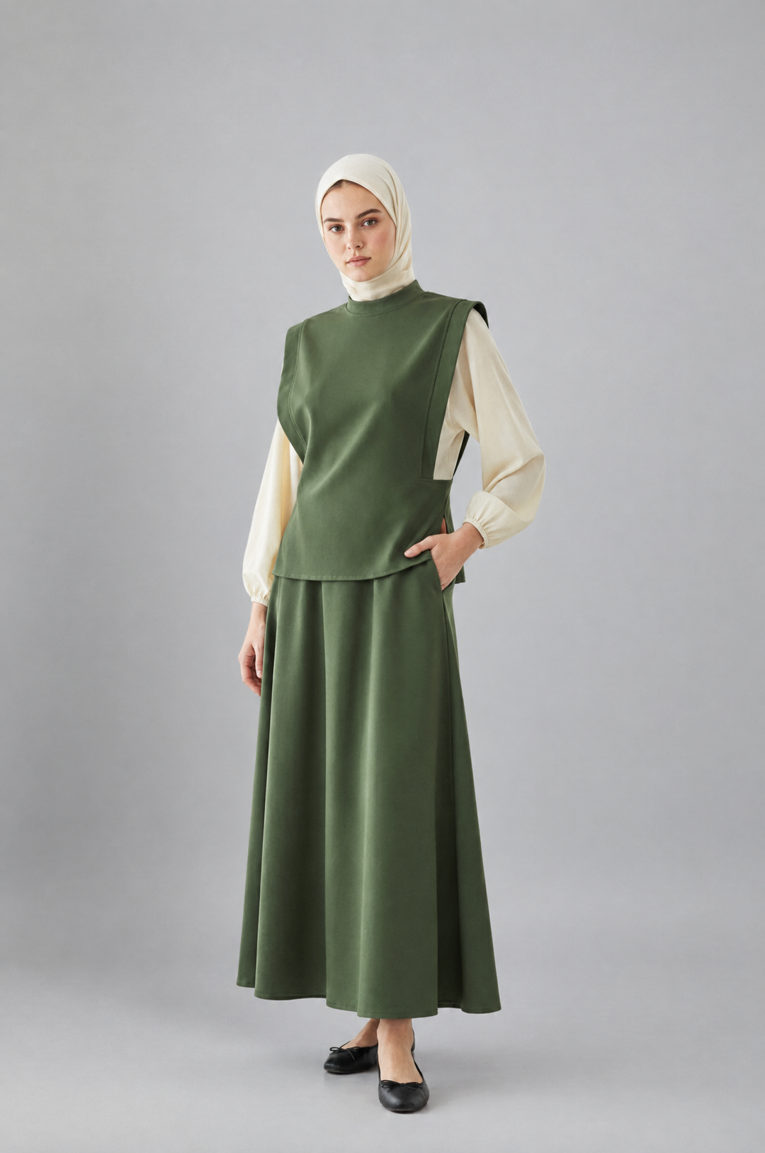 Harvest Harmony Modest Skirt Set in Green