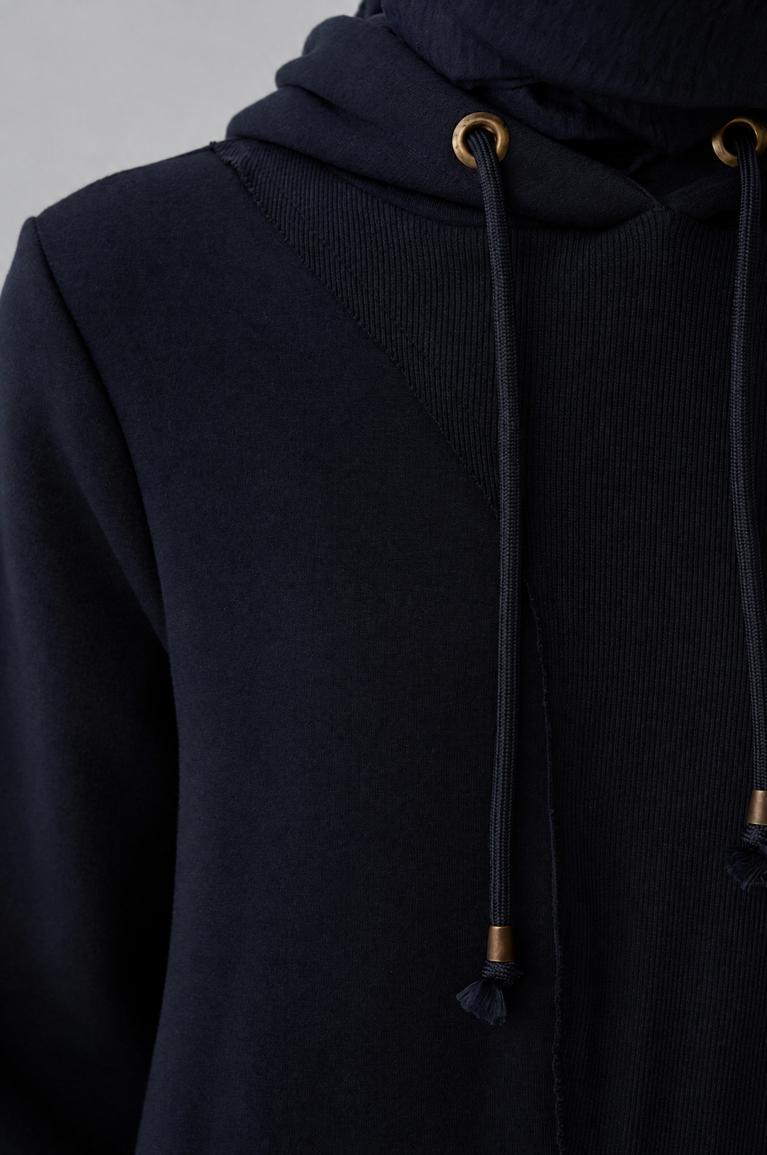 Sara Fleece Modest Hooded Chic Maxi Dress in Dark Blue