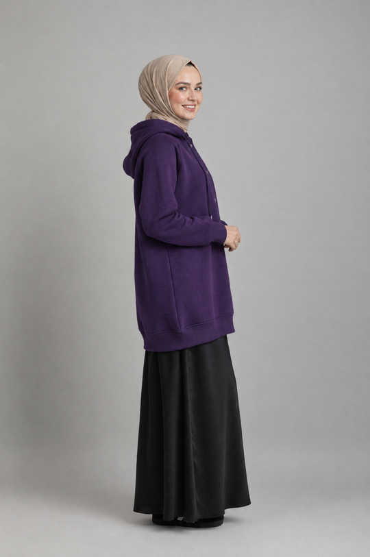 CozyCore Modest Hoodie in Purple