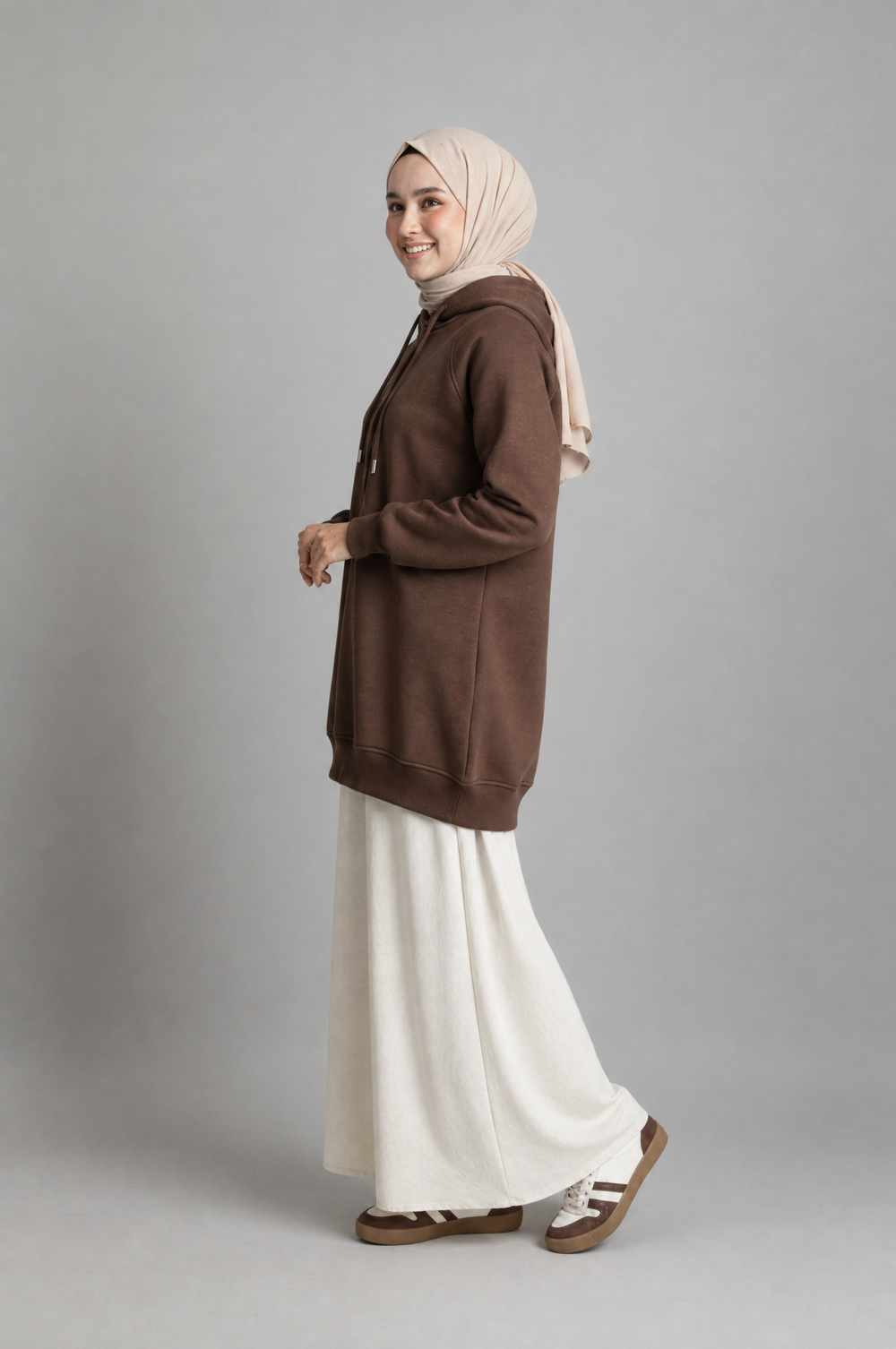 CozyCore Modest Hoodie in Chocolate Brown