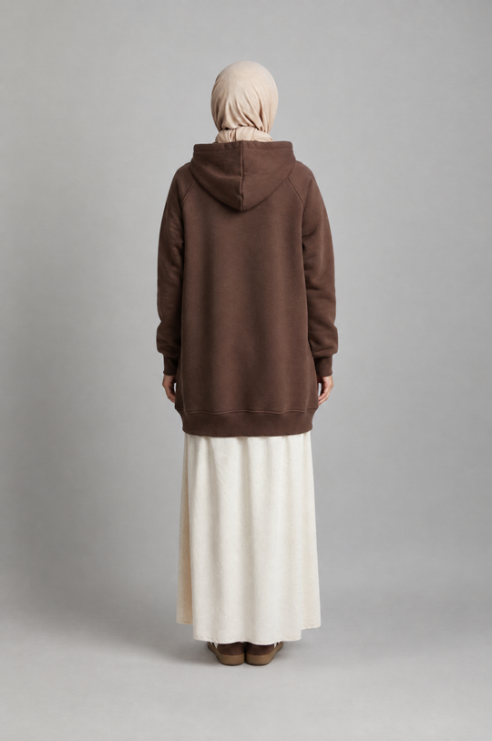 CozyCore Modest Hoodie in Chocolate Brown