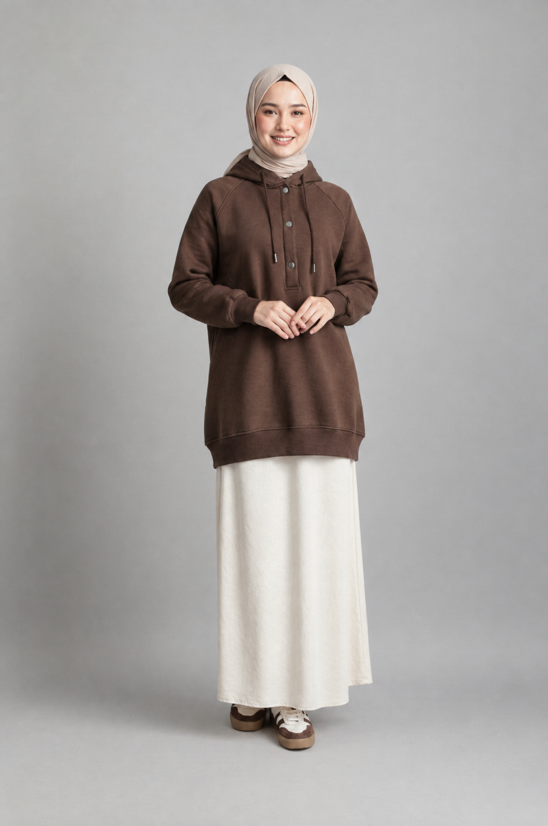 CozyCore Modest Hoodie in Chocolate Brown