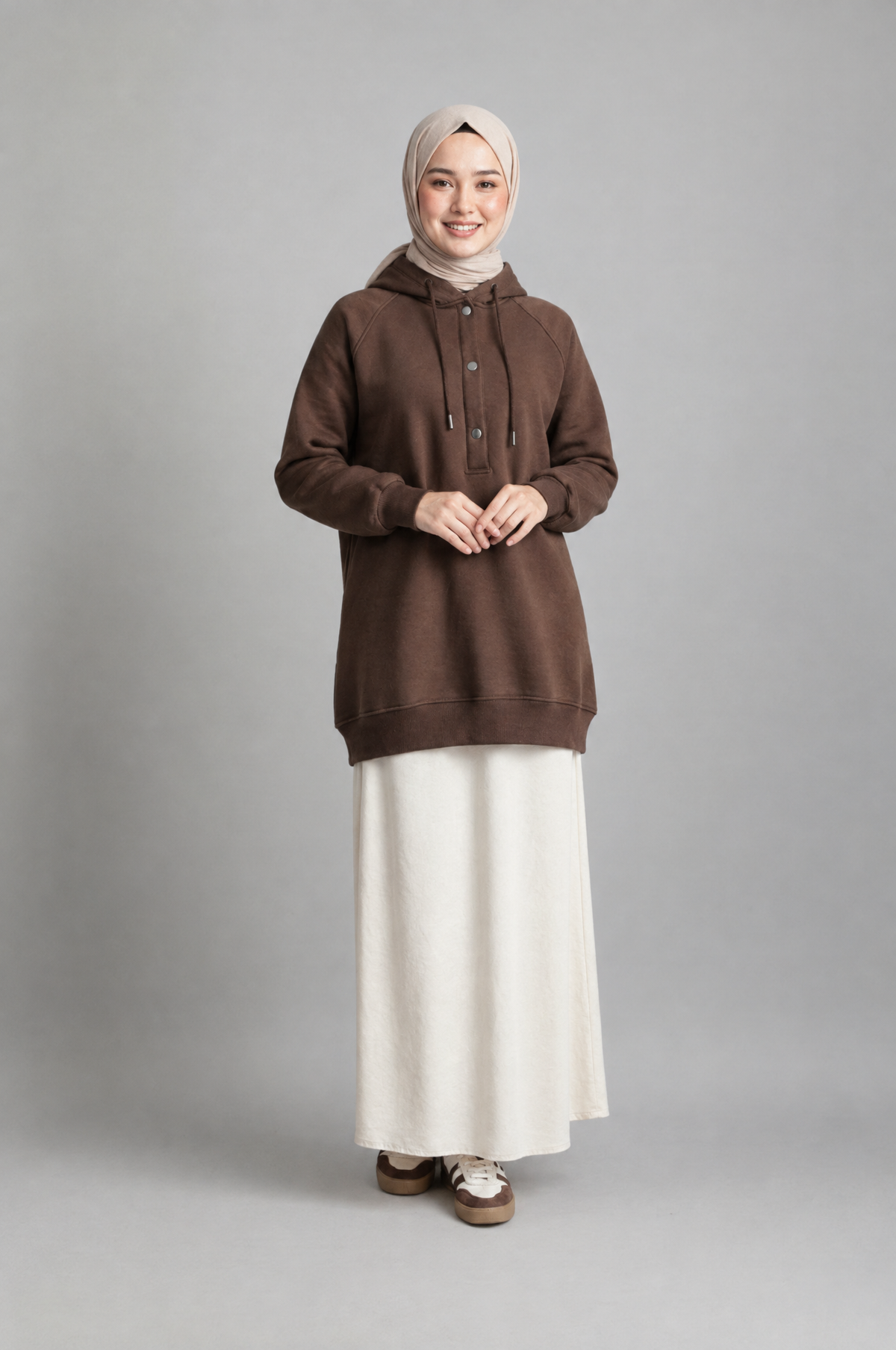 CozyCore Modest Hoodie in Chocolate Brown