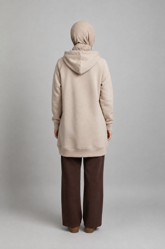 CozyCore Modest Hoodie in Beige