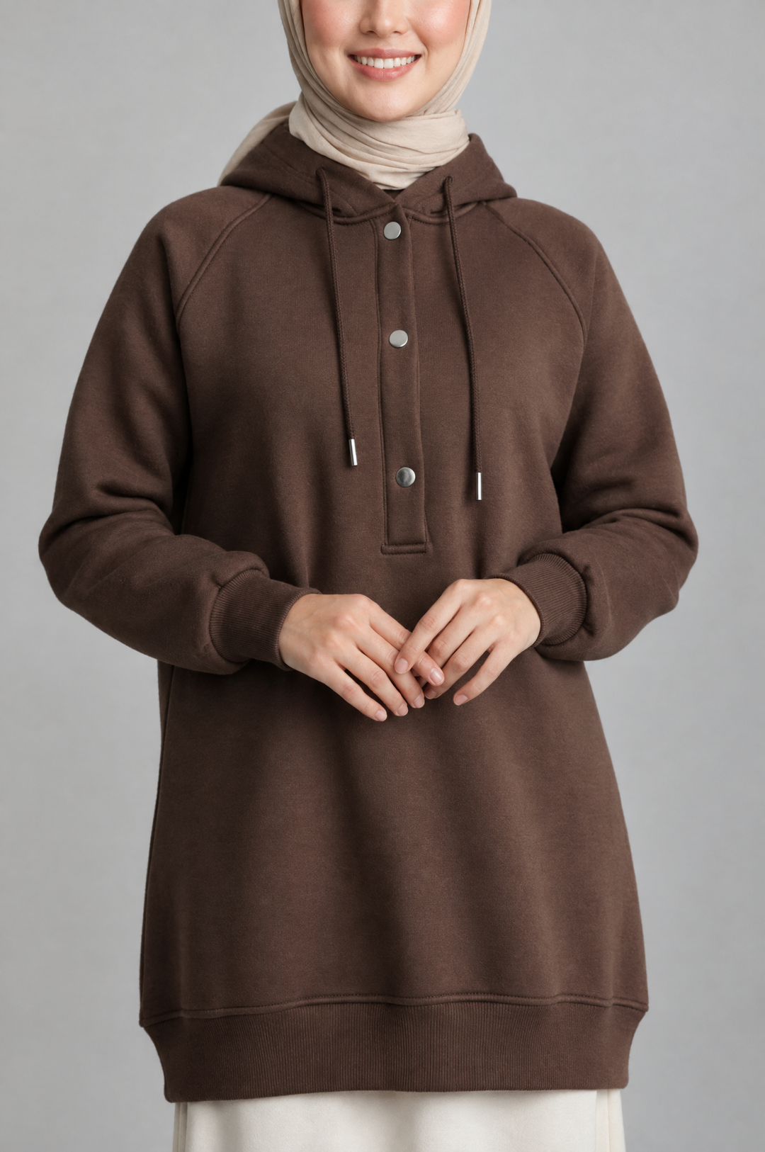 CozyCore Modest Hoodie in Chocolate Brown