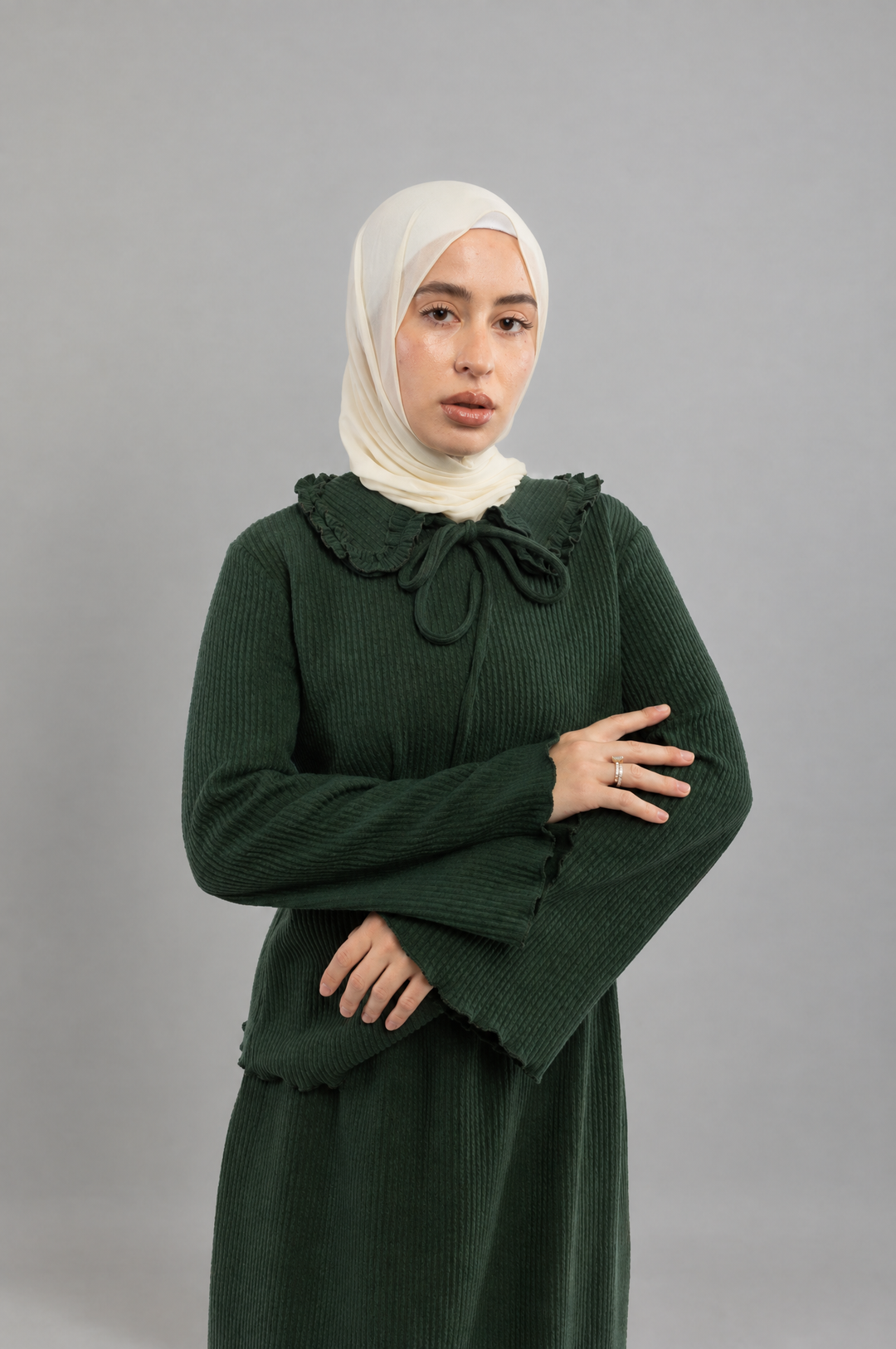 Knit Modest Skirt Set in Green