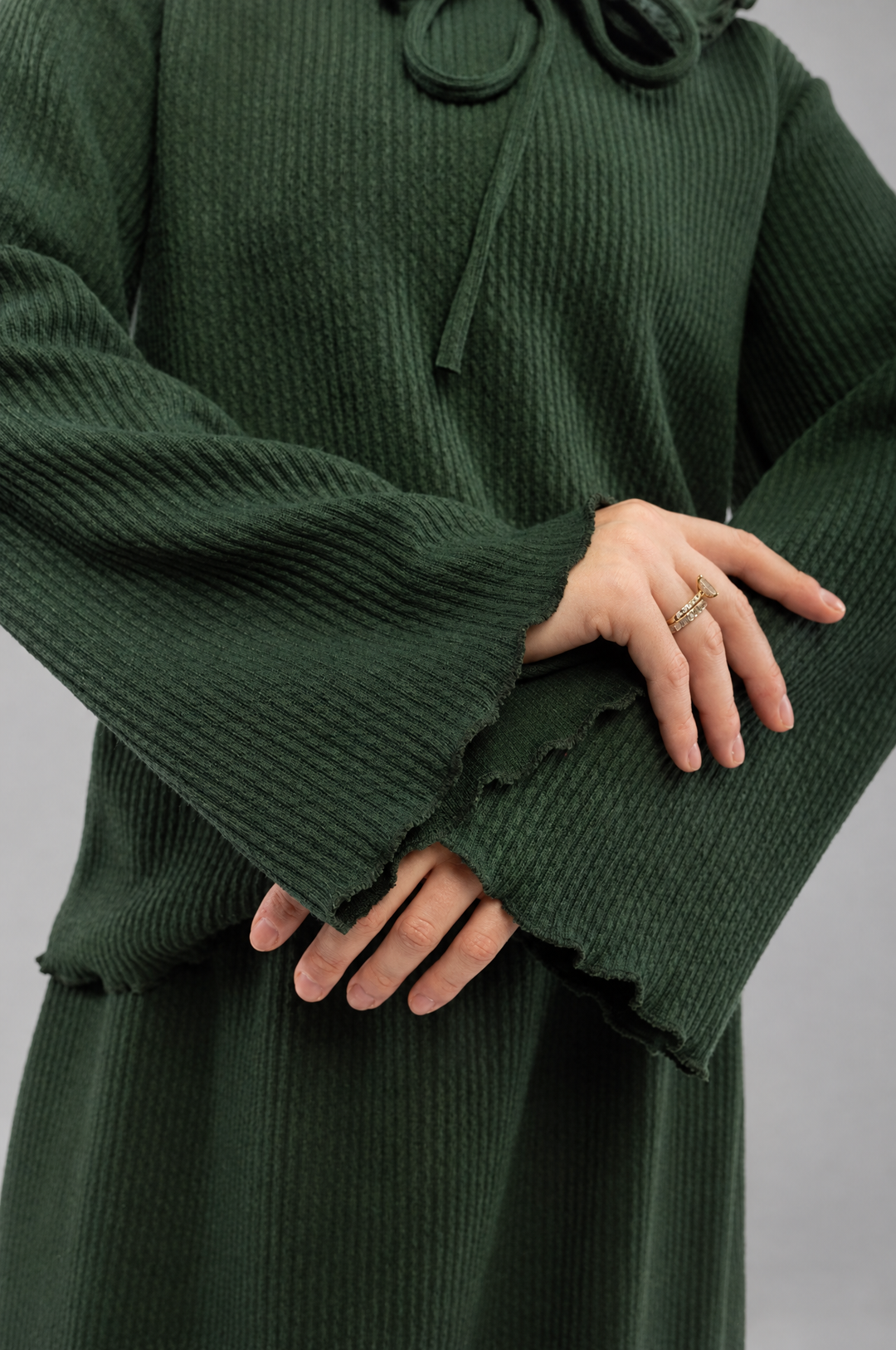 Knit Modest Skirt Set in Green