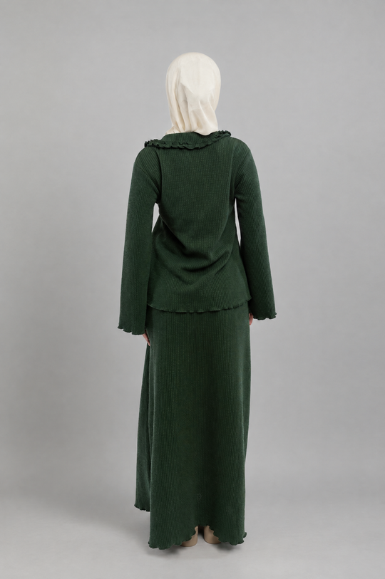 Knit Modest Skirt Set in Green
