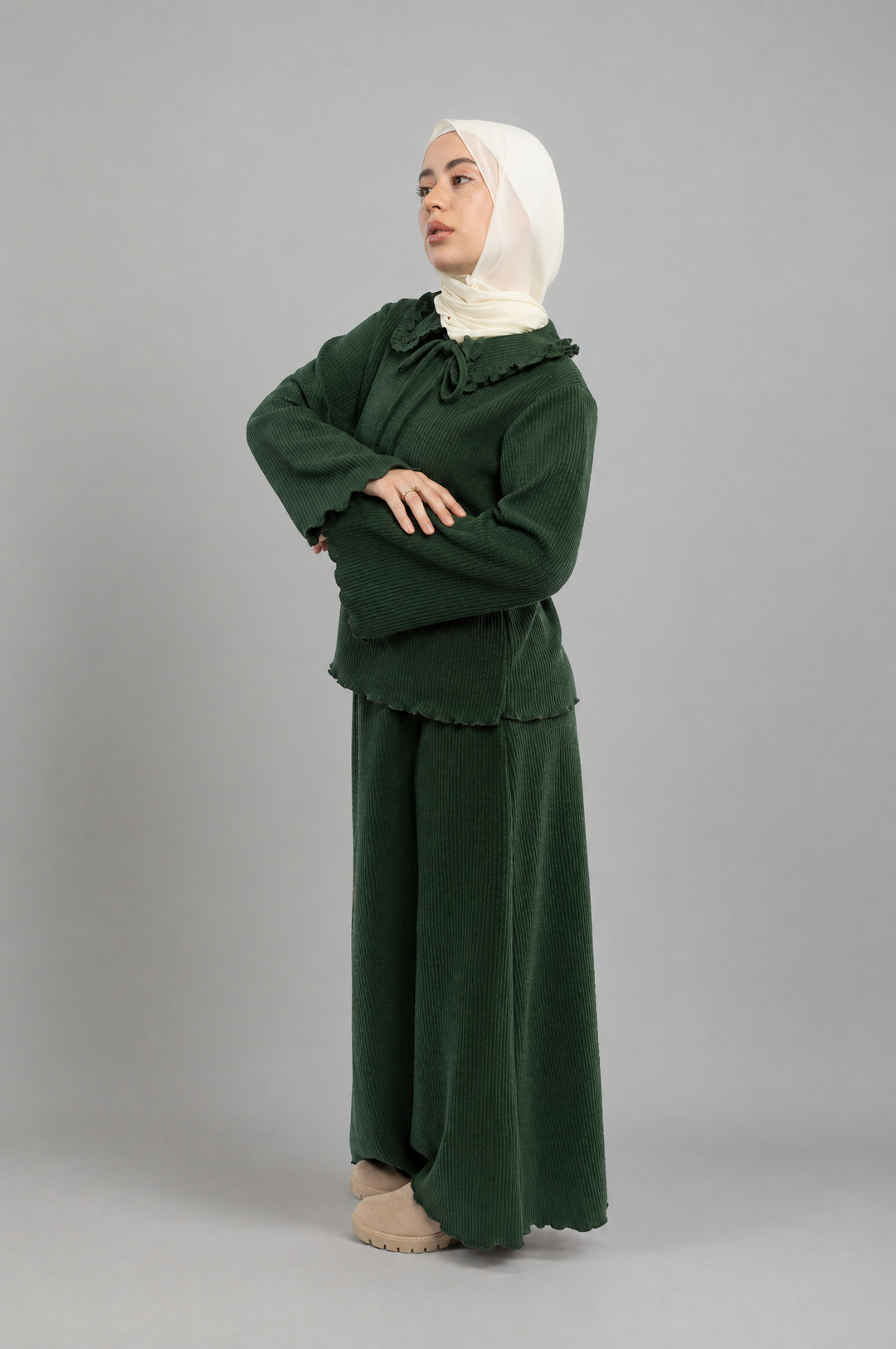 Knit Modest Skirt Set in Green