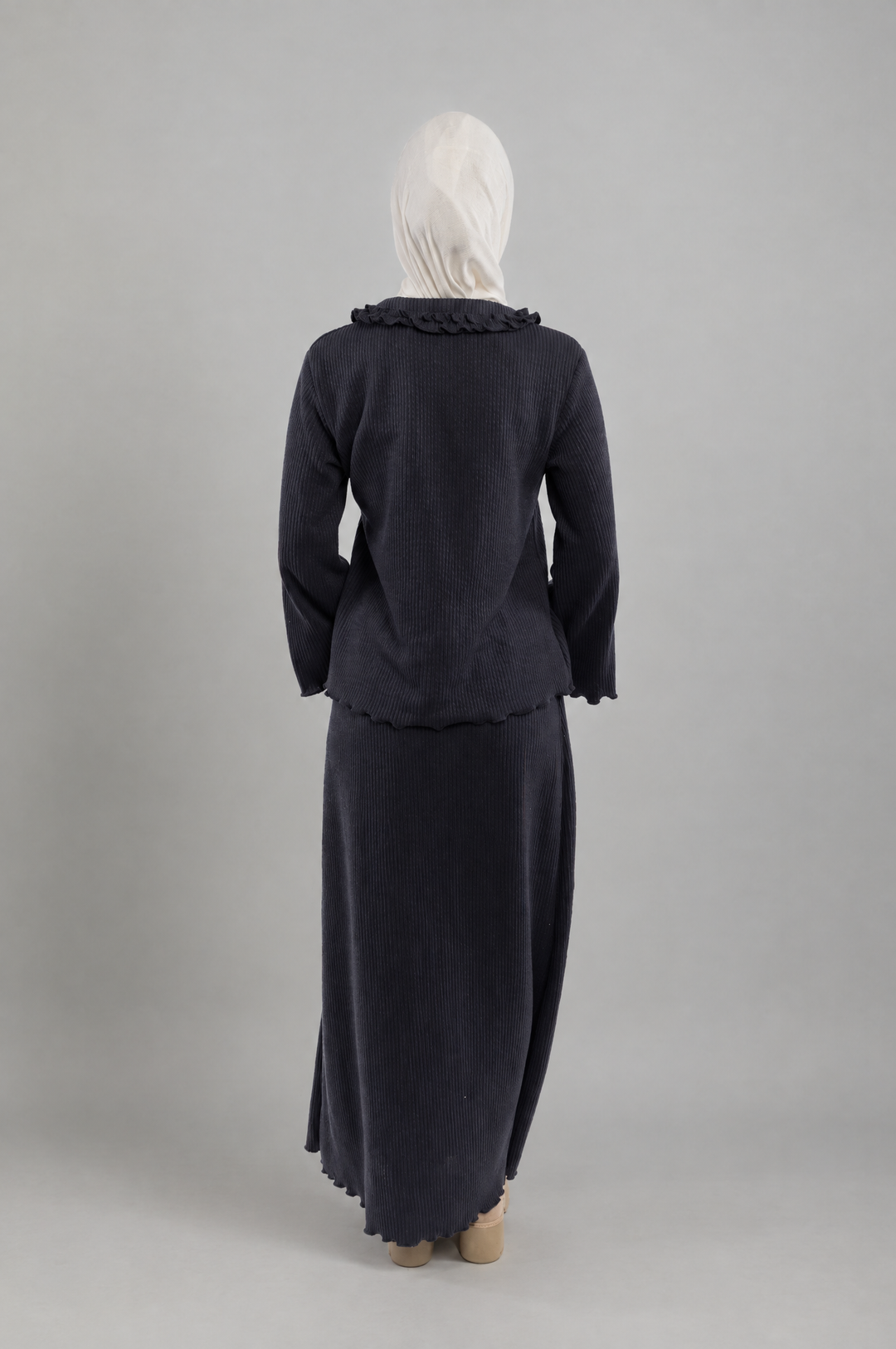 Knit Modest Skirt Set in Grey