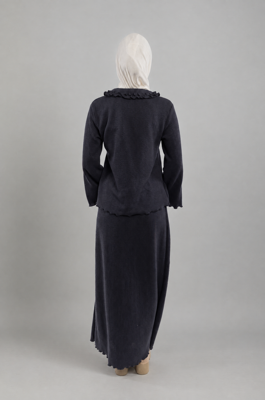 Knit Modest Skirt Set in Grey