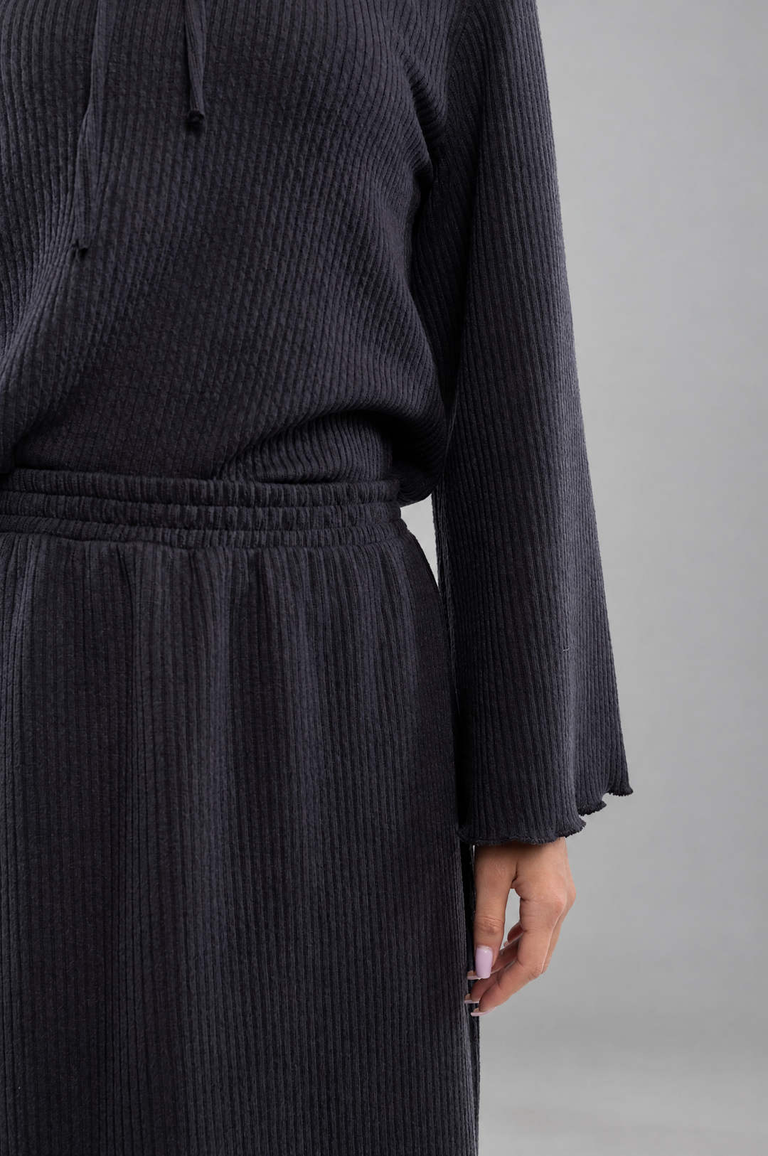 Knit Modest Skirt Set in Grey