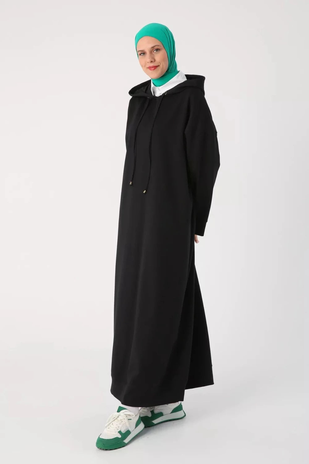 Plus Size Modest Hooded Knitted Dress 