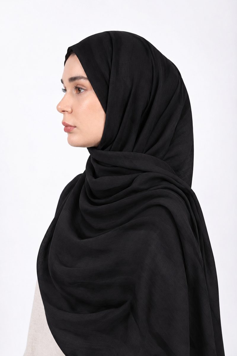 Premium Modal Hijab | Black - side view