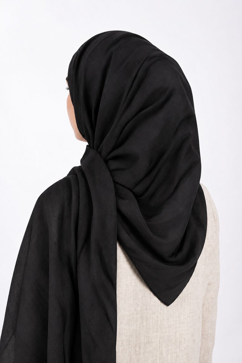 Premium Modal Hijab | Black - back view