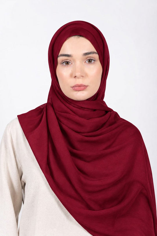 Premium Modal Hijab | Burgundy - front view