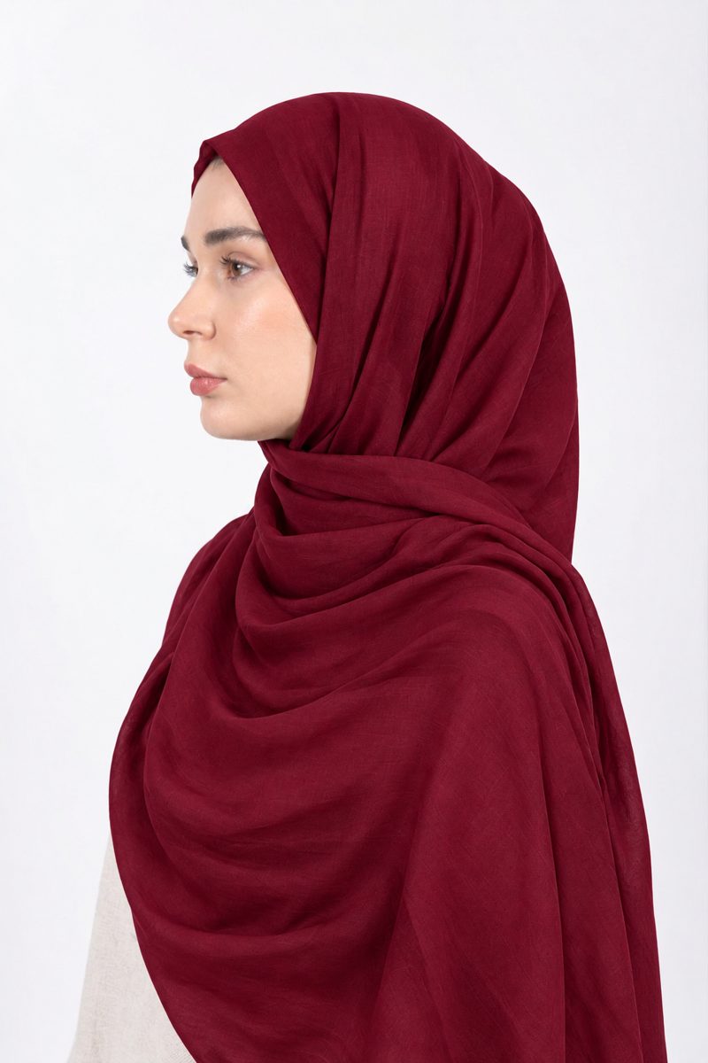Premium Modal Hijab | Burgundy - side view