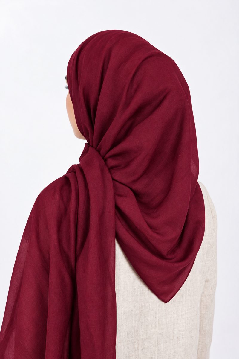 Premium Modal Hijab | Burgundy - back view