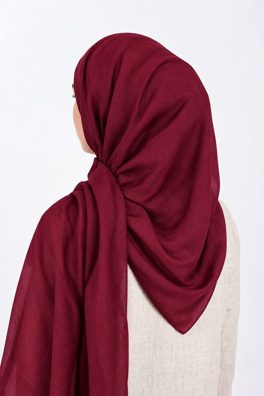 Premium Modal Hijab | Burgundy - back view
