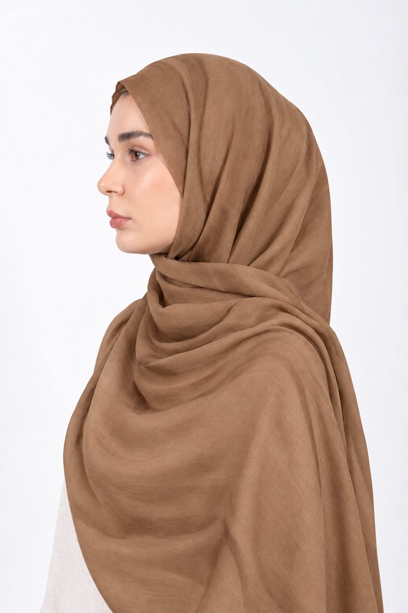 Premium Modal Hijab | Camel - side view