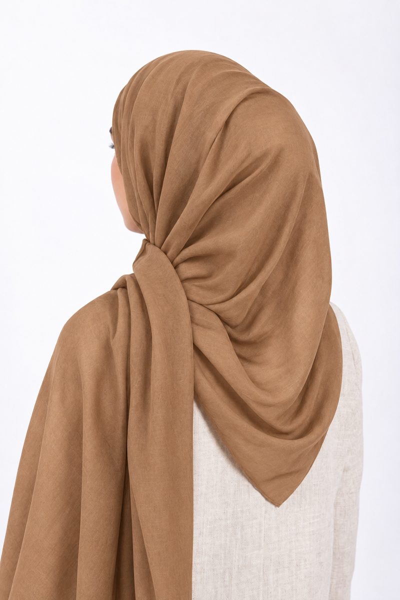 Premium Modal Hijab | Camel - back view
