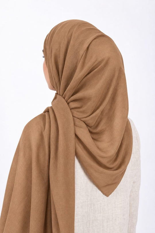 Premium Modal Hijab | Camel - back view