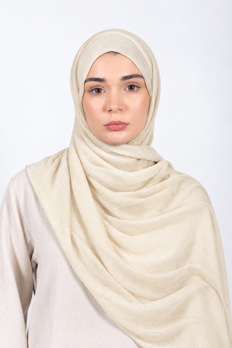 Premium Modal Hijab | Cream - front view