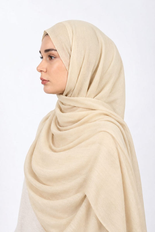 Premium Modal Hijab | Cream - side view