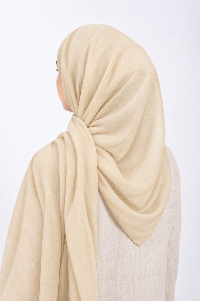 Premium Modal Hijab | Cream - back view