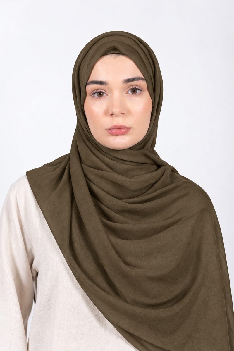 Premium Modal Hijab | Dark Olive - front view