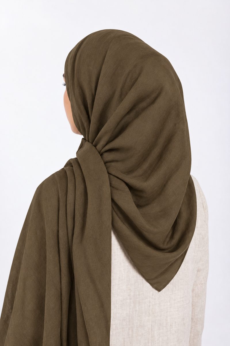 Premium Modal Hijab | Dark Olive - back view