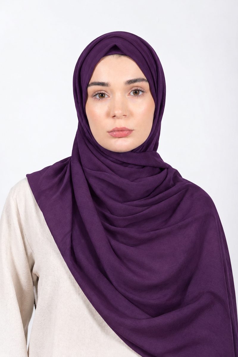 Premium Modal Hijab | Deep Purple - front view