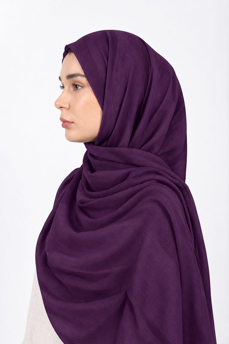 Premium Modal Hijab | Deep Purple - side view
