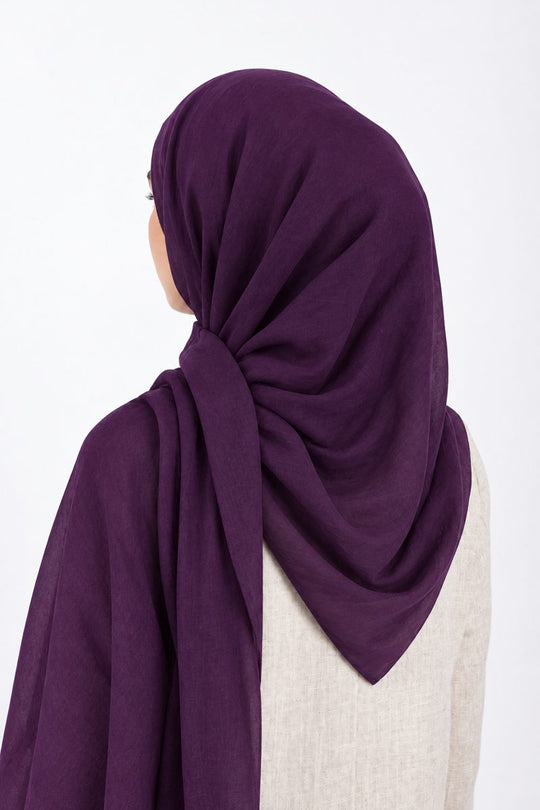 Premium Modal Hijab | Deep Purple - back view