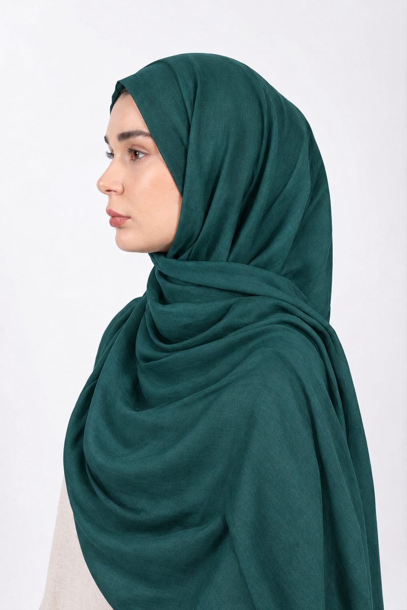 Premium Modal Hijab | Deep Teal - side view