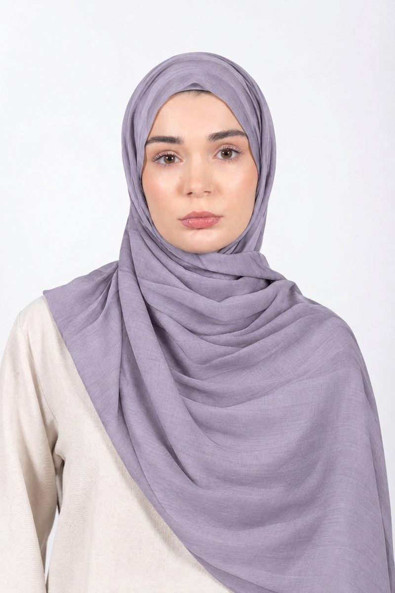 Premium Modal Hijab | Lavender Grey - front view