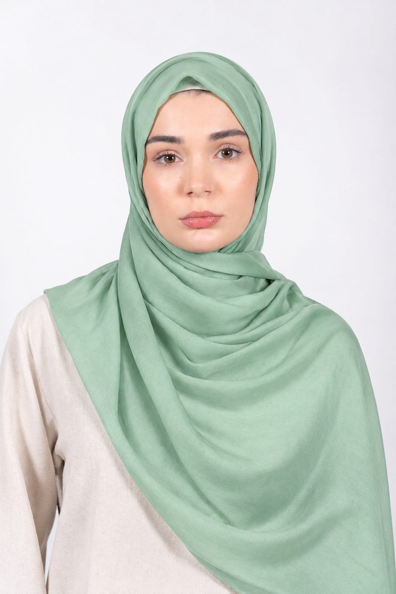 Premium Modal Hijab | Mint - front view