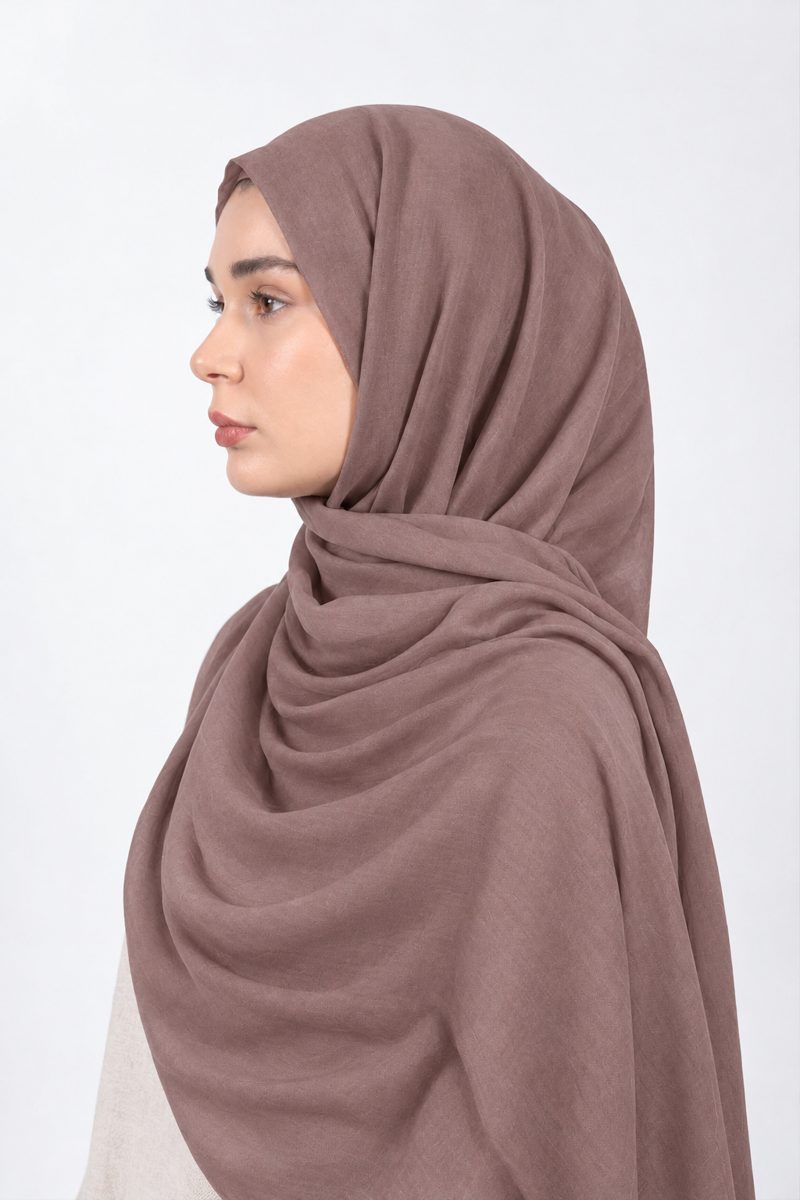 Premium Modal Hijab | Mushroom Mauve - side view