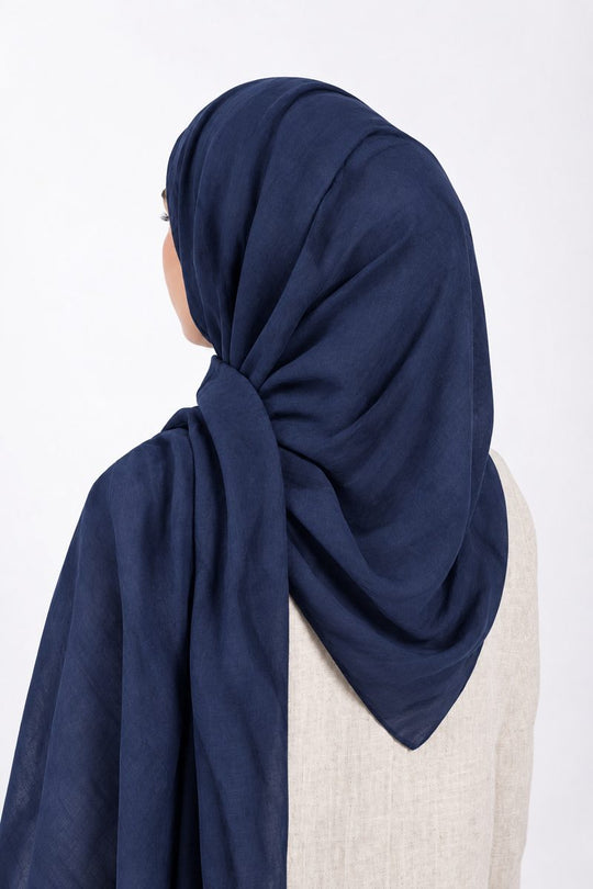Premium Modal Hijab | Navy - back view