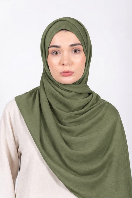 Premium Modal Hijab | Olive - front view
